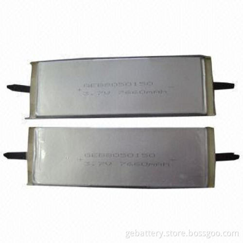 3.7V Lithium Ion Polymer Batteries, 7,660mAh Capacity